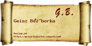 Geisz Bíborka névjegykártya